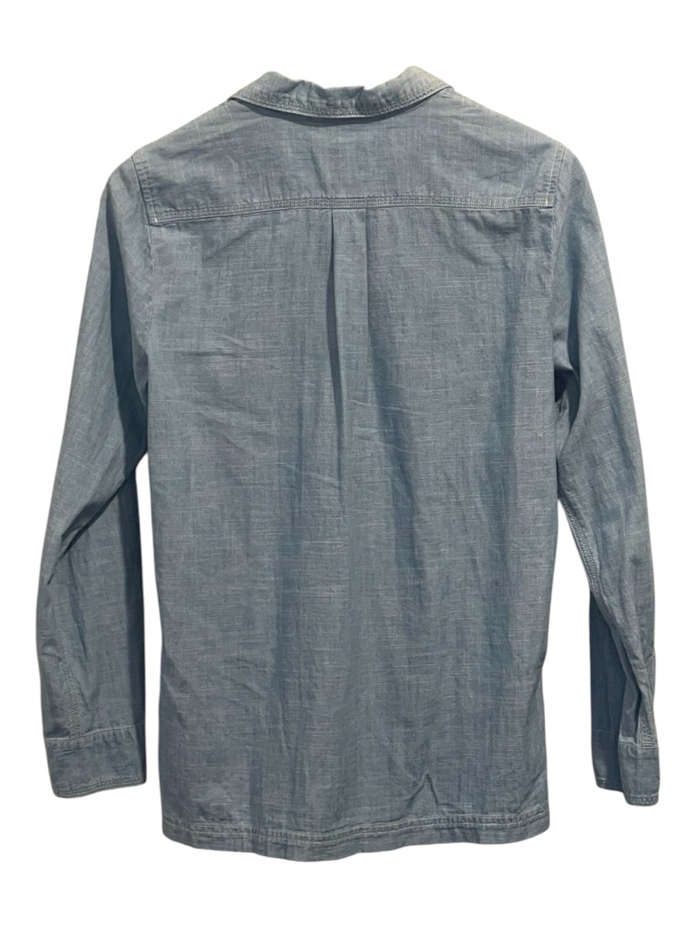J. Crew Light Blue Chambray Popover Shirt, V-Neck, Collared, Long Sleeve, Size S - Picture 3 of 14